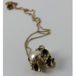 Sterling silver elephant pendant on chain.