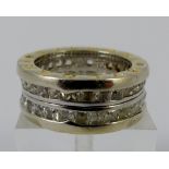 Sterling silver stone set Bulgari style ring, size P