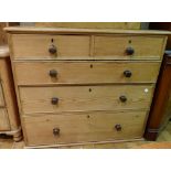 Pine set of two short over three long drawers 109 x 97cm