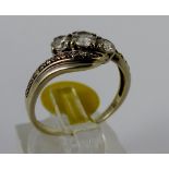 9ct white gold fancy CZ ring, size M/N