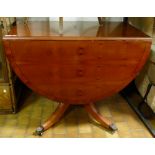 Mahogany inlaid dropleaf table, 60 x 92cm closed, 154 x 92cm open