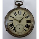 Hallmarked silver heavy open faced pocket watch, Chester