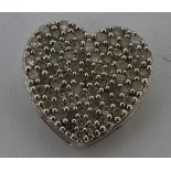 9ct white gold pave set diamond heart pendant