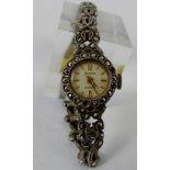 Sterling silver Accurist marcasite wristwatch, working at lotting up