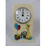 Moorcroft ceramic clock with nursery stitch design 2011, H 16cm