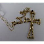 White metal cross pendant and chain.