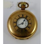 Gold plated Vertex half hunter pocket watch, case back bears inscription