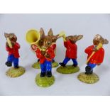 Royal Doulton Bunnykins Oompah band. Five figures DB27, DB24, DB23, DB25 and DB26