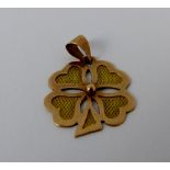 14ct rose gold four leaf clover pendant. W: 1g