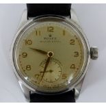 Vintage WW2 era Rolex Oyster Royal wristwatch on leather strap. Working at lotting up.