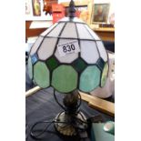 Tiffany style lamp with metal foliate base (shade A/F) H: 38 cm