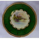 Royal Worcester signed plate of Barnard Castle. D: 28 cm