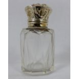 Antique cut glass white metal hinge topped perfume bottle with original glass stopper