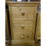 Pine set of three drawers H 85cm