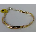 Sterling silver three tone gold plated bracelet