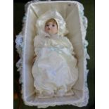 Knightsbridge collection boxed doll in crib