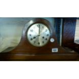 Large 1920s mahogany veneer mantel clock with pendulum