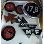 Seven tractor badges, Massey Ferguson etc