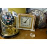 Three clocks, Smiths Bakelite, Anniversary clock and one other