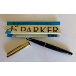 Parker 61 convertible fountain pen in original box with instructions, rolled gold c1970s