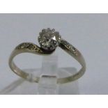 18ct gold platinum set diamond solitaire ring 0.5ct, size R