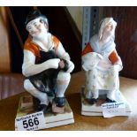 Pair of reproduction Old Staffordshire figurines The Cobbler and Cobblers Wife