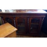 Victorian pier cabinet with barleytwist columns and three glazed cupboards