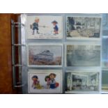 Album of collectable war time patriotic humour postcards and war time aircraft poxtcards etc