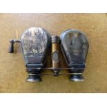 Pair of metal folding binoculars commemorating Landing of Columbus 1492