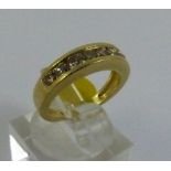 18ct gold 0.50ct brandy diamond half eternity ring, size H