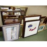 Nineteen prints and mirrors including Beefeater Dry Gin