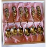Set of six Hildesheimer rose silver teaspoons in original box