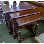 Oak nest of three tables