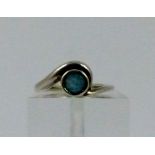 Sterling silver blue stone set ring, size M