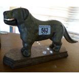 Iron dog nutcracker on wooden mount, H ~ 15cm