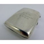 Silver card case hallmarked W.M & Co, Birmingham 1916 inscribed to front AEH from 1st Hucknalls,