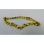 Gold plated on 925 silver curb link bracelet, 16.2g