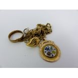 9ct gold items including bowling medal, 14g