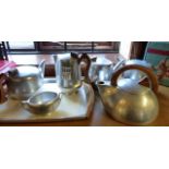 Seven pieces of Picquot ware including rare kettle