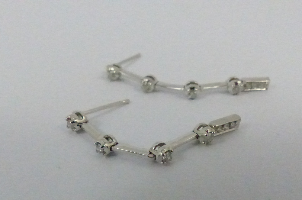 9ct white gold diamond set drop earrings