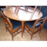 G ~ Plan dining suite comprising circular extending table and four chairs L ~ 198cm