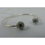 Sterling silver crystal torque bangle