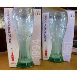 Boxed pair of Coca Cola limited edition glasses celebrating 125 years