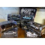 Ten James Bond 007 cased precision model cars with corresponding magazines, several rare examples