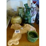 Five pieces of Sylvac, onion vase, bamboo vase etc