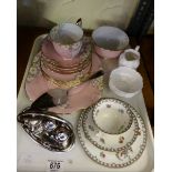 Crown Staffordshire 1930s floral teaset, Aynsley trio and Old Hall cruet