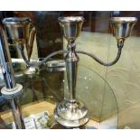 Silver three branch candelabra with weighted base, A.T.C Birmingham 1973, 475g