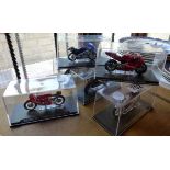 Six cased precision scale motorcycle collectors examples