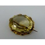 Citrine stone brooch, tested as 9ct gold
