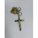Solid silver heavy crucifix and 18" solid box chain